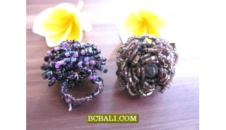 Beaded Finger Rings Flowers Designs